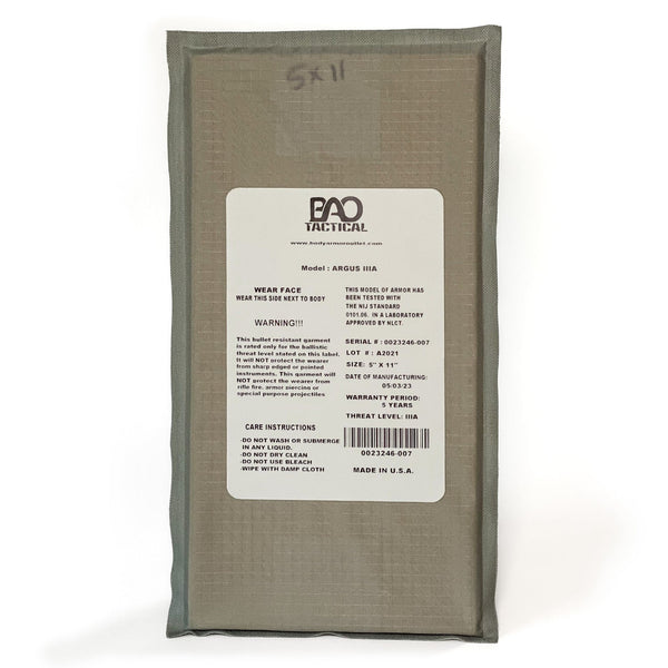 2 Onyx Armor 5x11 IIIA Inserts for Carrier Cummerbund