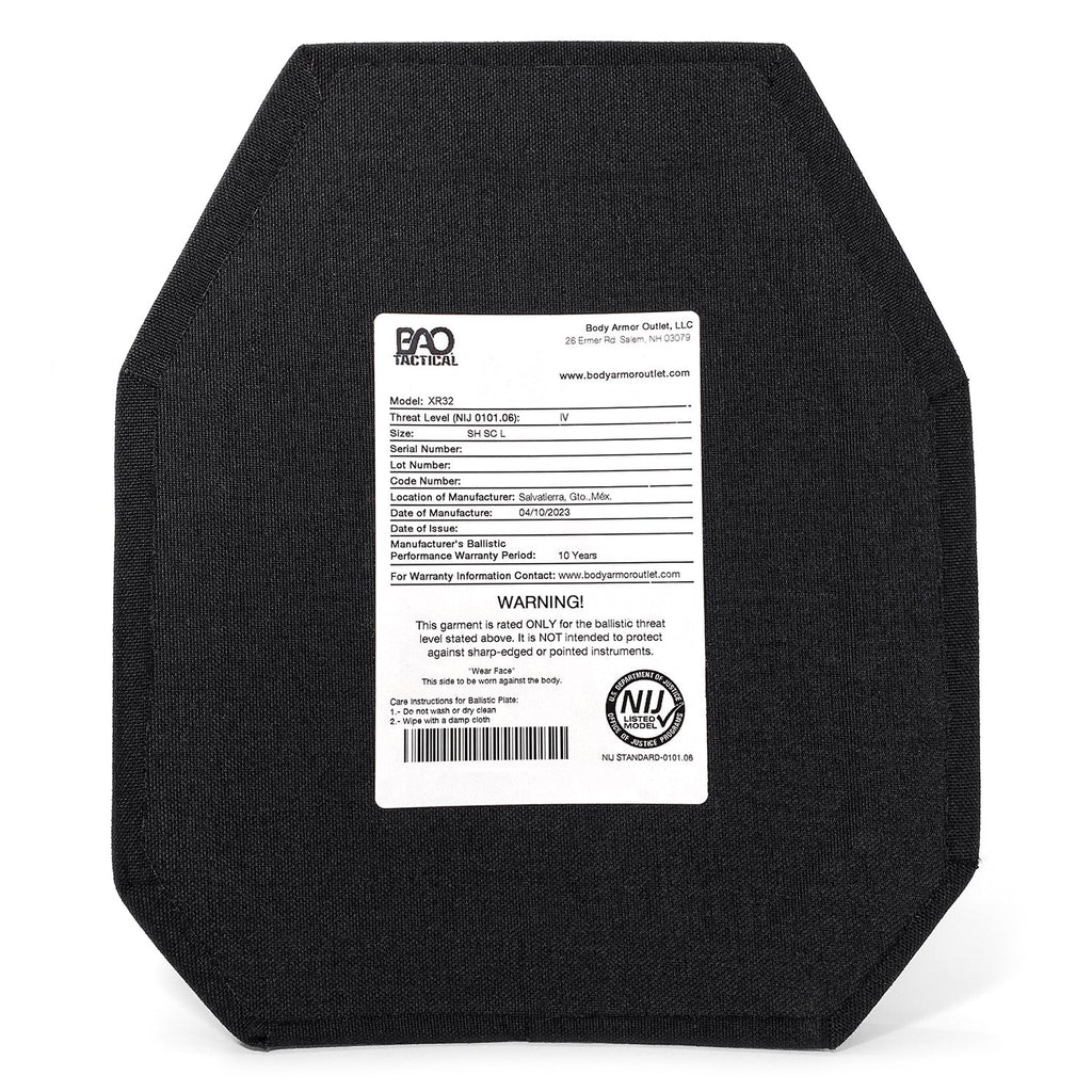 BAO Tactical XR32 Level IV 10x12 Plate - NIJ Certified
